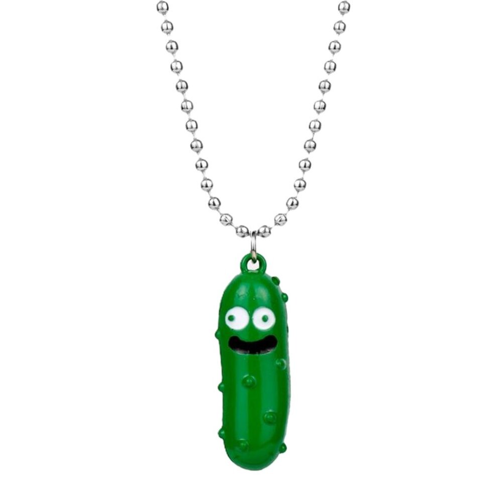 Funny Anime Cartoon Character Rick Morty Pickle Rick 3D Pendant Necklace Jewelry